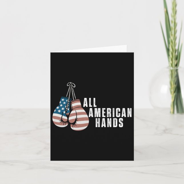 All American Hands Boxing Gloves Usa Flag Patrioti Card (Front)