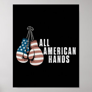 All American Hands Boxing Gloves Usa Flag Patrioti Poster