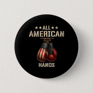All American Hands Boxing Patriotic Usa Flag Glove 2 Inch Round Button