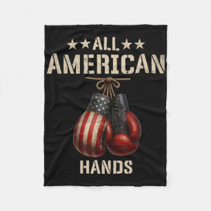 All American Hands Boxing Patriotic Usa Flag Glove Fleece Blanket