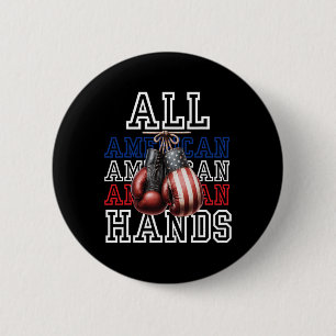 All American Hands Usa Flag Boxing Gloves Tee 2 Inch Round Button