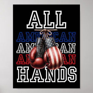 All American Hands Usa Flag Boxing Gloves Tee  Poster