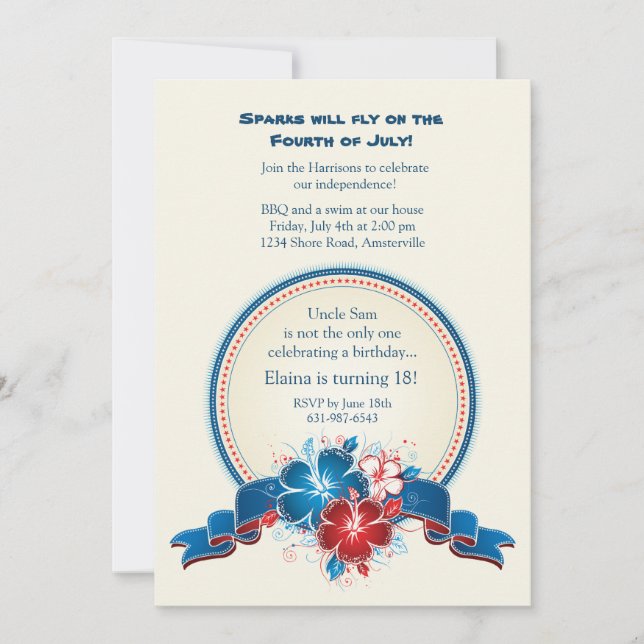 All American Hibiscus Invitation (Front)
