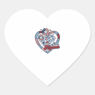 All American Mama Patriotic Flower Shirt Design_1 Heart Sticker