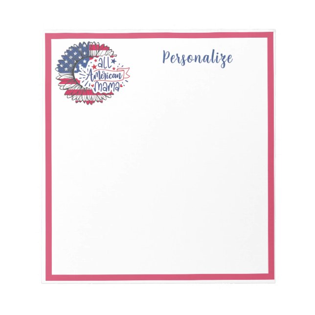 All American Mama US Flag Personalized Notepad (Front)