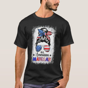All American Mawmaw Messy Bun Patriot Us Flag 4th T-Shirt