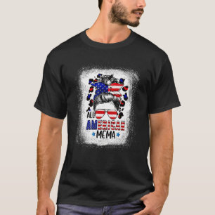 All American Mema Bleached Leopard Patriotic July T-Shirt