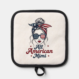 All American Mimi Vintage Patriotic Messy Bun Sung Pot Holder