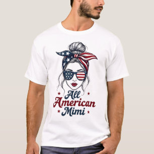 All American Mimi Vintage Patriotic Messy Bun Sung T-Shirt