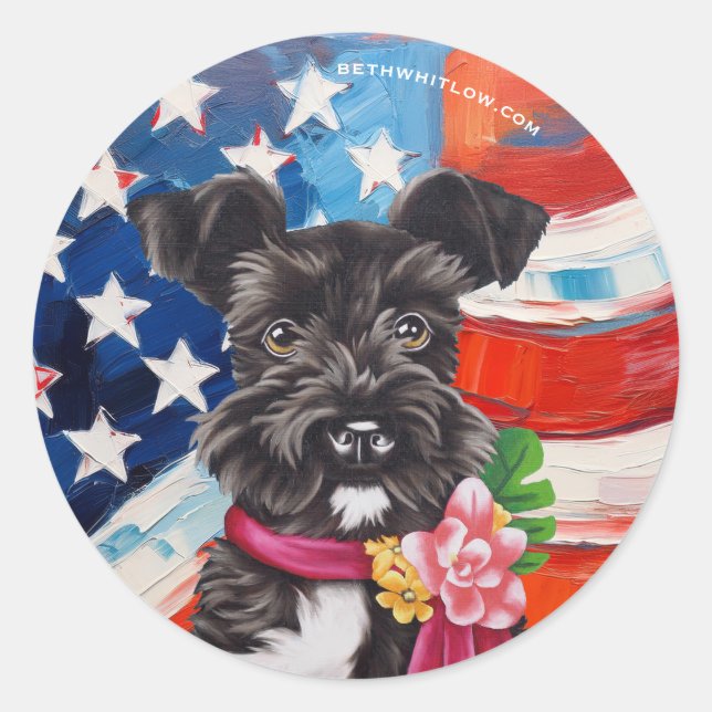 All American Mini Schnauzer Classic Round Sticker (Front)