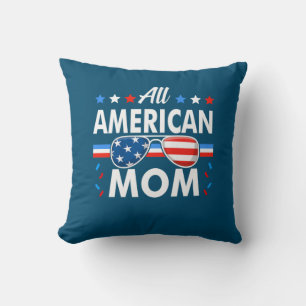 All American Mom 4th of July Family Matching Throw Pillow