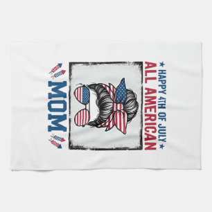 All American Mom 4th of July Vintage Shirt Design_ Kitchen Towel