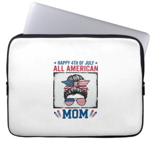 All American Mom 4th of July Vintage Shirt Design_ Laptop Sleeve