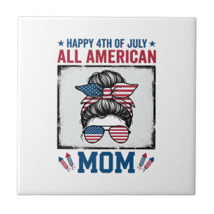 All American Mom 4th of July Vintage Shirt Design_ Tile