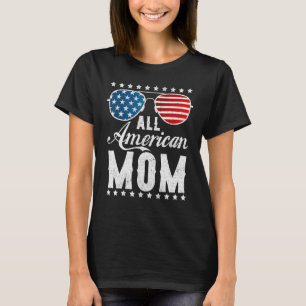 All American Mom - USA Flag 4th of July Matching S T-Shirt