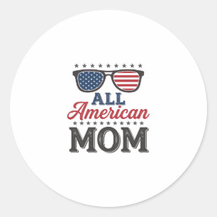 All American Mom Vintage Patriotic Shirt Design_1 Classic Round Sticker