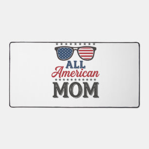 All American Mom Vintage Patriotic Shirt Design_1 Desk Mat