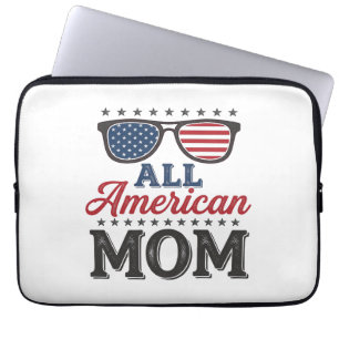 All American Mom Vintage Patriotic Shirt Design_1 Laptop Sleeve