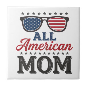 All American Mom Vintage Patriotic Shirt Design_1 Tile