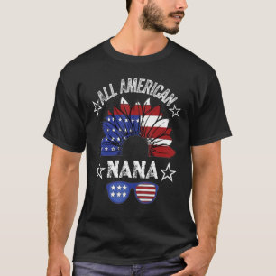 All American Nana 4th Of July Shirt Women Sunflowe