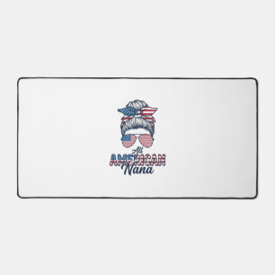 All American Nana Patriotic Messy Bun Vector Desig Desk Mat