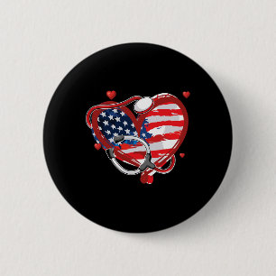 All American Nurse 4th Of July Patriotic Usa Flag 2 Inch Round Button