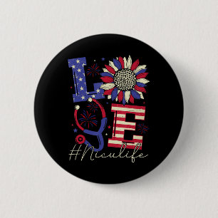 All American Nurse Scrub Memorial Day 4th of July 2 Inch Round Button
