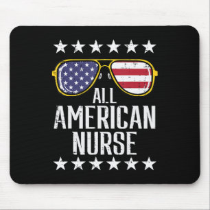 All American Nurse Scrub Memorial Day 4th of July  Mouse Pad
