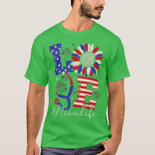 All American Nurse Scrub Memorial Day 4th of July  T-Shirt