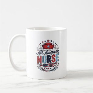 All American Nurse Vintage Patriotic Shirt Design_ Coffee Mug
