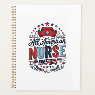 All American Nurse Vintage Patriotic Shirt Design_ Planner