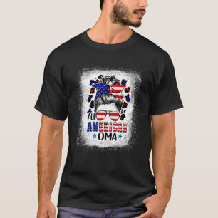 All American Oma Bleached Leopard Patriotic July 4 T-Shirt