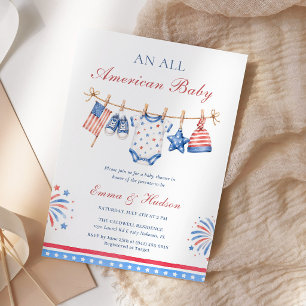 All American Patriotic 4th of July Baby Shower Invitation
