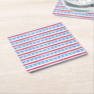 All American Patriotic 4th of July Party Square Paper Coaster