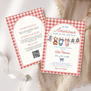 All American Patriotic Clothesline Baby Shower Invitation