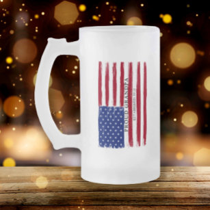 All American Proud Grandpa Frosted Glass Beer Mug
