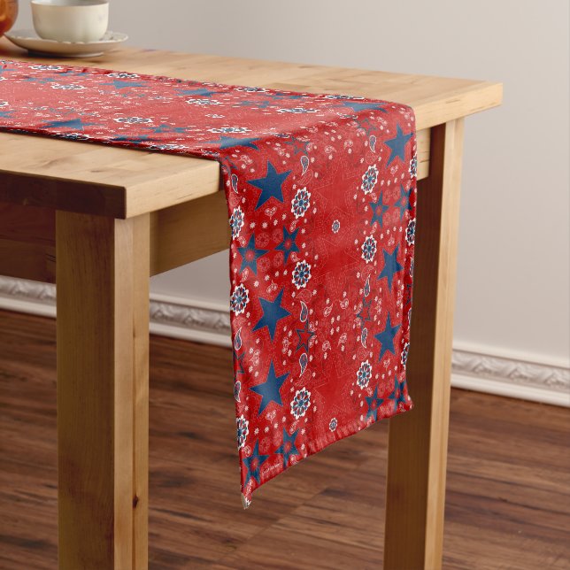 All American Red Bandana Table Runner (In Situ)