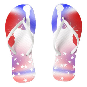 All American Red White Blue Flip Flops
