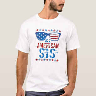 ALL AMERICAN SIS 4Th Of July Girls Women Sunglasse T-Shirt