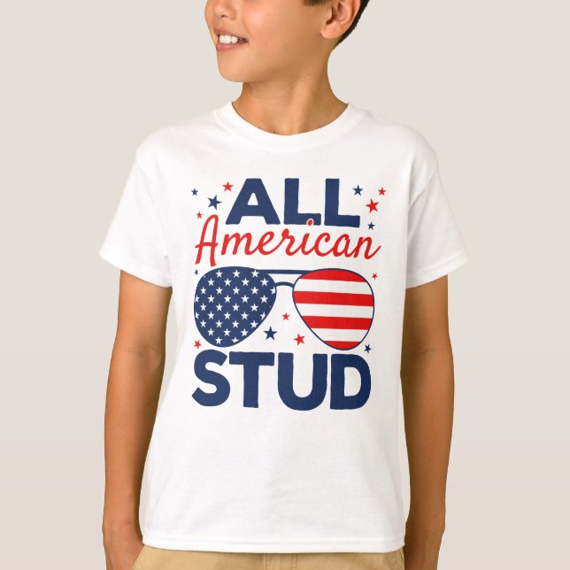 All American Stud, 4th July Tshirt for Kids (Front)