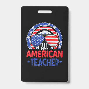 All American Teacher 4th Of July Badge