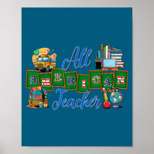 All American Teacher Patriotic Independence Design Poster