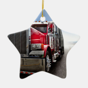 All American Trucker Ceramic Ornament