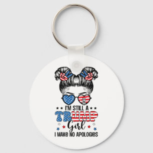 All American Trump Girl 4th Of July Messy Bun No A Keychain