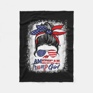 All American Trump Girl 4th Of July Messy Bun Pro Fleece Blanket