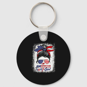 All American Trump Girl 4th Of July Messy Bun Pro Keychain
