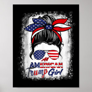 All American Trump Girl 4th Of July Messy Bun Pro Poster