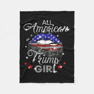 All American Trump Girl Mouth Diamond Fleece Blanket