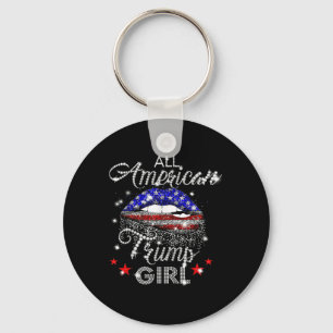 All American Trump Girl Mouth Diamond  Keychain