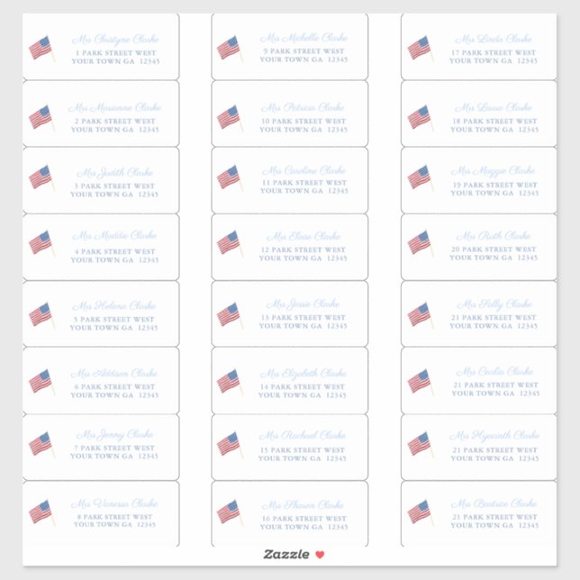 All-American USA Flag 4th Of July Guest Address (Sheet)